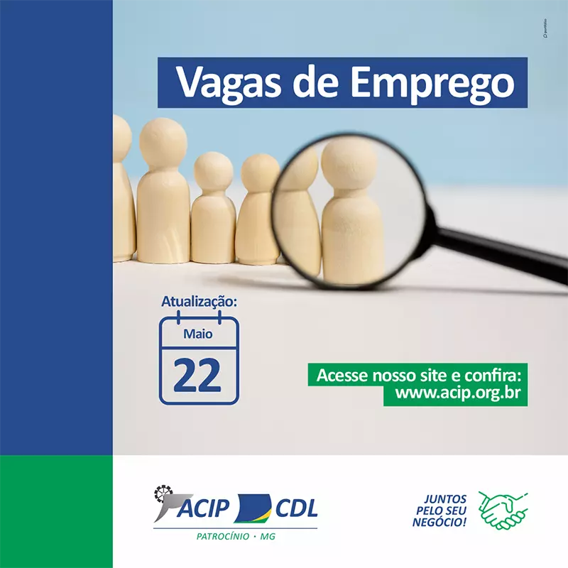 ACIP/CDL divulgam mais uma atualização do seu Balcão de Emprego